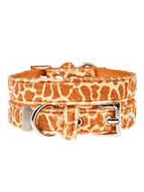 Giraffe Print Fabric Collar - Our Faux Giraffe collar is a contemporary animal print style and is right on trend. It is a contemporary style and the pattern is on trend. It is lightweight and incredibly strong. The collar has been finished with chrome detailing including the eyelets and tip of the collar. A matching lead, harnes...