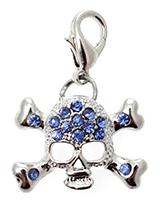 Blue Diamante Skull Dog Collar Charm - Skulls never go out of style and this diamante encrusted piece is no exception. Skulls don't have to be scary, they can also be cool and edgy making your pup the coolest dude or dudette on the block. 