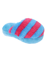 Blue & Fuschia Striped Slipper Plush & Squeaky Dog Toy - There is nothing a dog likes more than chewing shoes and slippers, so rather than chew yours let them chew on this fun toy. Cuddly with colourful textures, with an added squeak to entertain your pet! These soft, cute and cuddly toys are designed for your dog to both snuggle and play with.