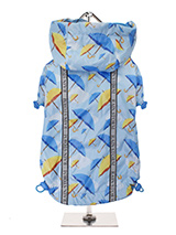 Umbrella Print Rainstorm Rain Coat - Our Umbrella Rainstorm Rain coat will protect your dog from the rain and with it's hi-visibility stripe will help them be seen. The adjustable draw string hood will keep the raincoat snug to your dogs face and a drawstring on the hem will allow you to get a nice tight fit to keep the body warm and d...