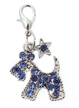 Blue Diamante Scottie Dog Collar Charm