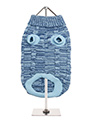 Blue Waffle Textured Knitted Sweater
