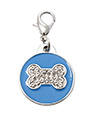 Blue Enamel / Diamante Bone Dog Collar Charm