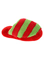 Red & Green Striped Slipper Plush & Squeaky Dog Toy