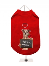 ''Valentines Day: Love, Smile, Rose'' Harness-Lined Dog T-Shirt