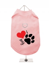 ''Valentines Day: I Love My Dog'' Harness-Lined Dog T-Shirt