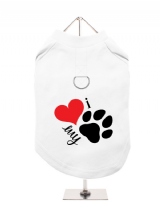 ''Valentines Day: I Love My Dog'' Harness-Lined Dog T-Shirt